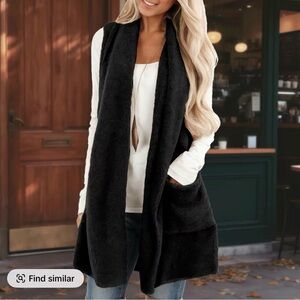 Elegant Black Open Front Sweater Vest